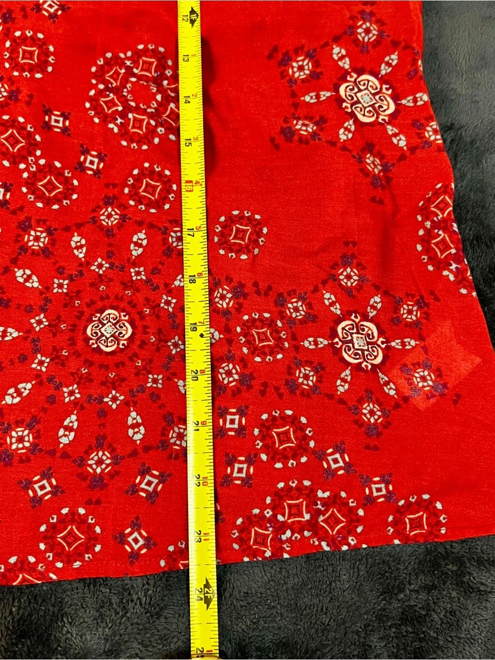 Sonoma Wms Red Turquoise Cotton Paisley Lace Inset Boho Casual Peasant Top M - Picture 8 of 11